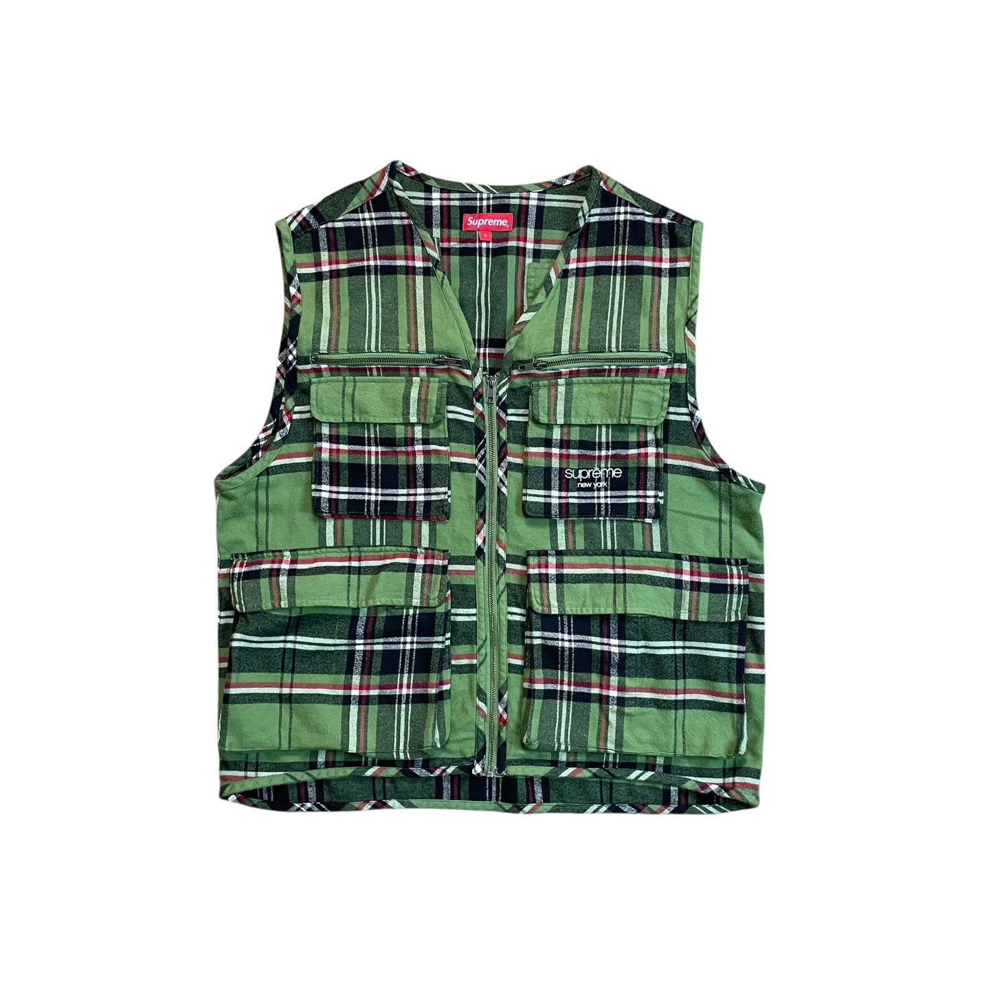 Supreme Tartan Flannel Cargo Vest