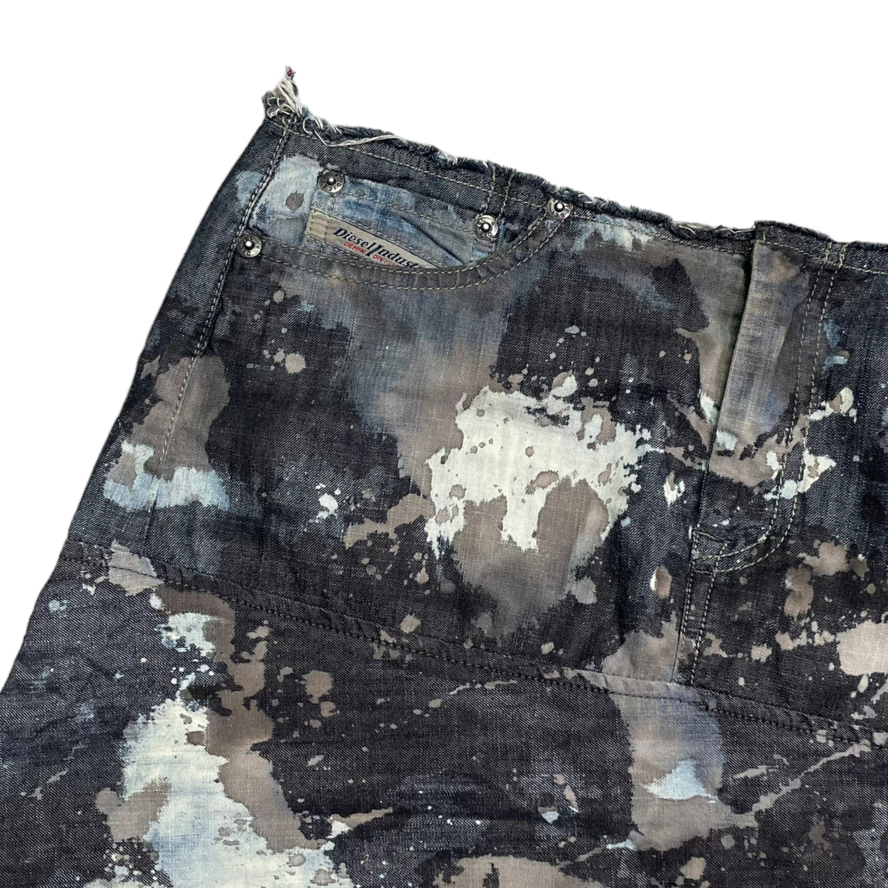 Diesel Bleached Denim Asymmetric Midi Skirt