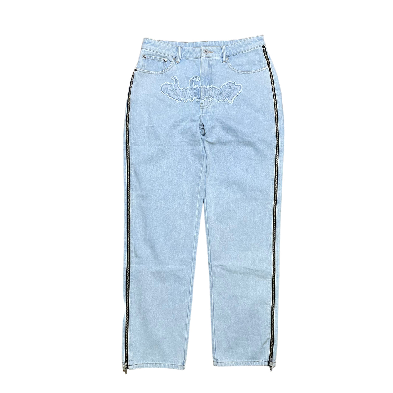 Bleached Zip Panel Denim Jeans