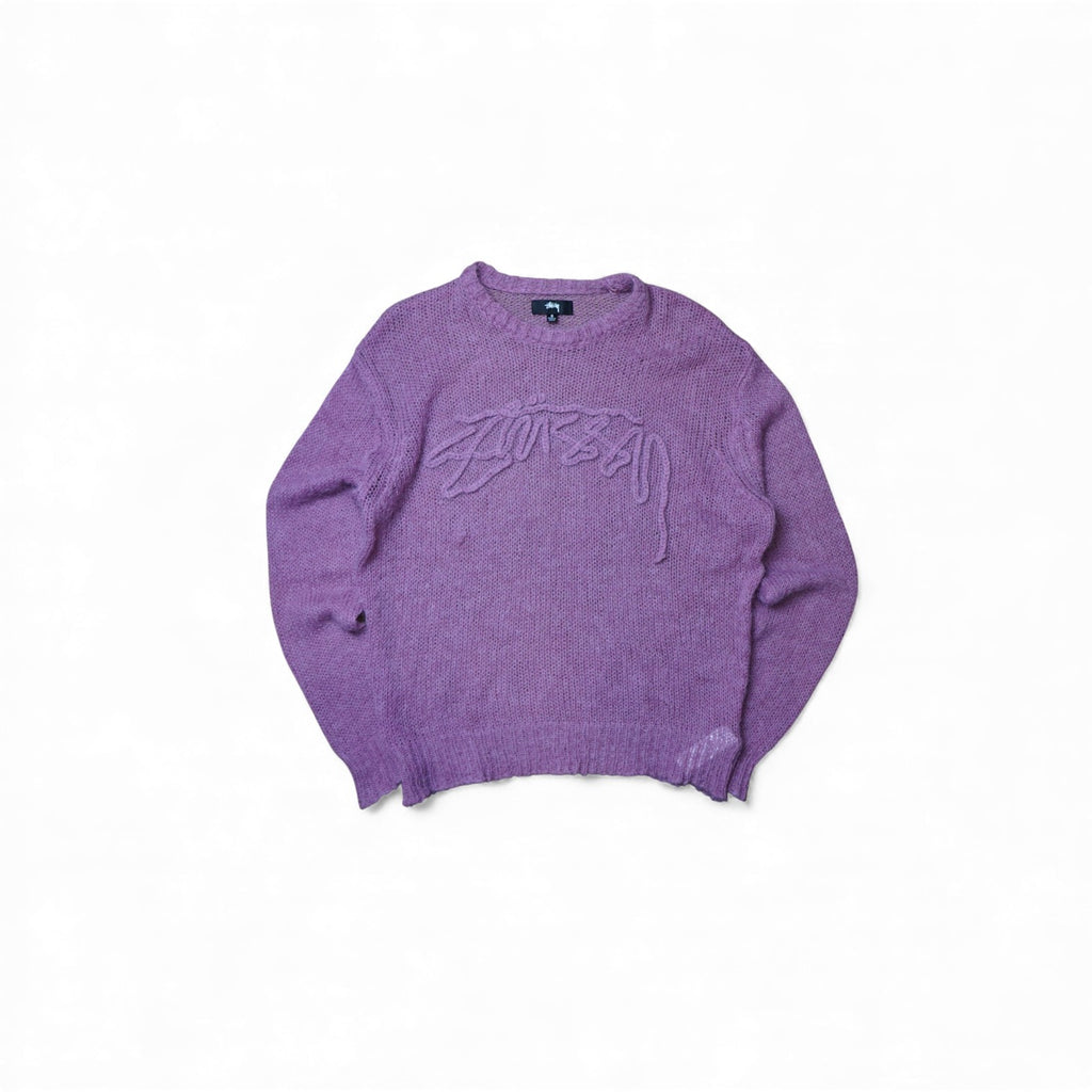 Stussy Loose Knit Spellout Sweater