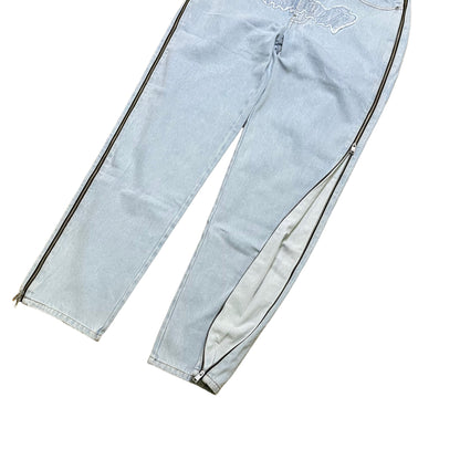 Unknown London Bleached Zip Panel Denim Jeans