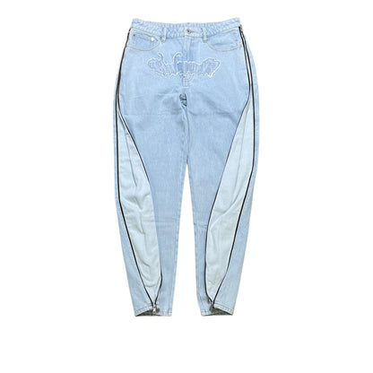 Unknown London Bleached Zip Panel Denim Jeans