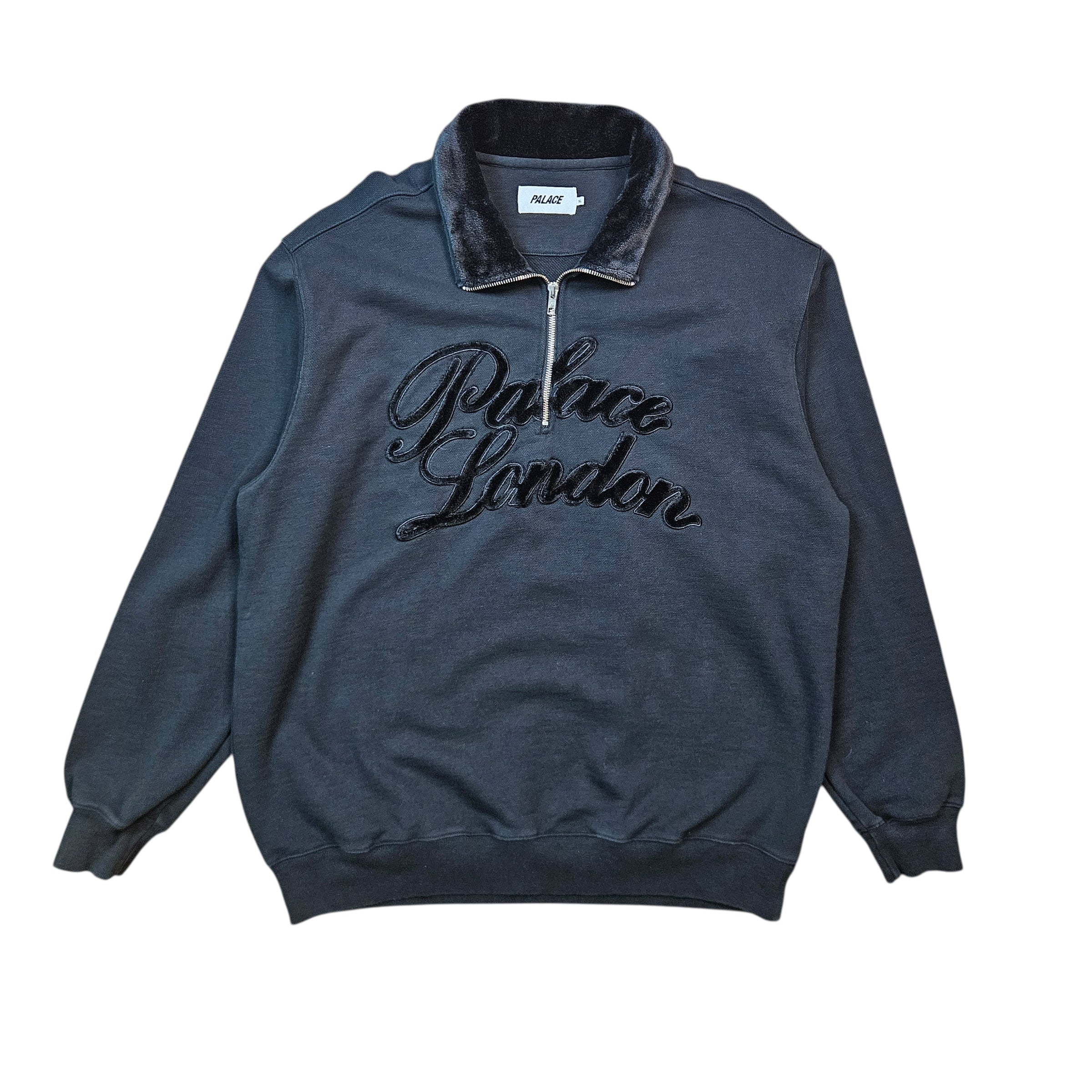 Palace London Velour Half Zip Sweatshirt