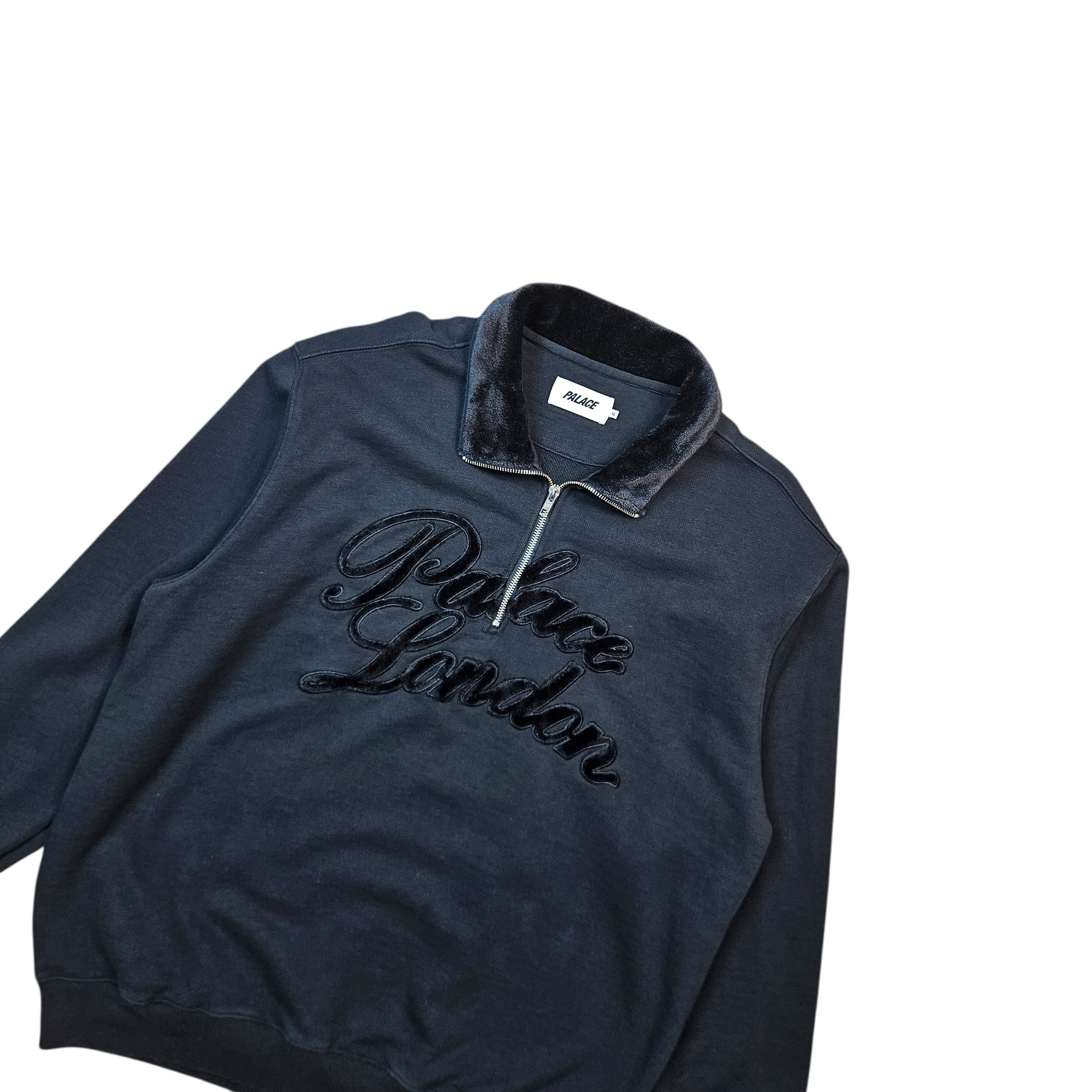 Palace London Velour Half Zip Sweatshirt